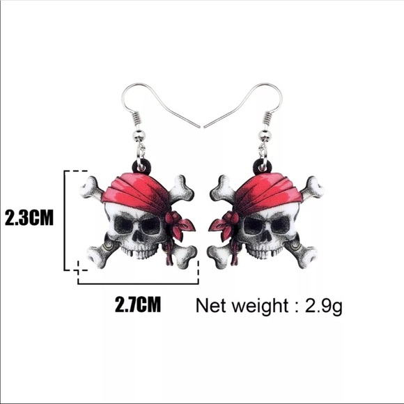 Pirate Skull Acrylic Earrings - Picture 5 of 5